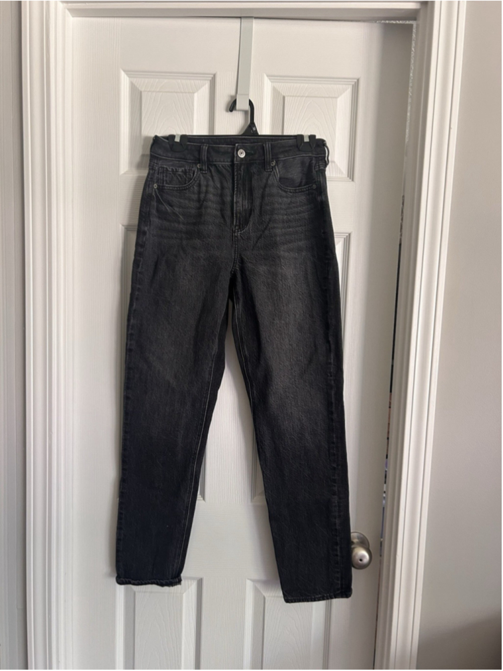 American Eagle Womens Jeans Black Size 4 Mom Jean Denim Stretch Cotton Blend
